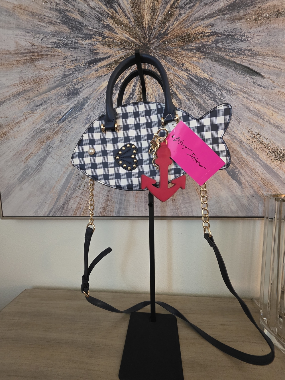 Betsey Johnson Accent Fish-Shaped Crossbody Bag - Blue & White